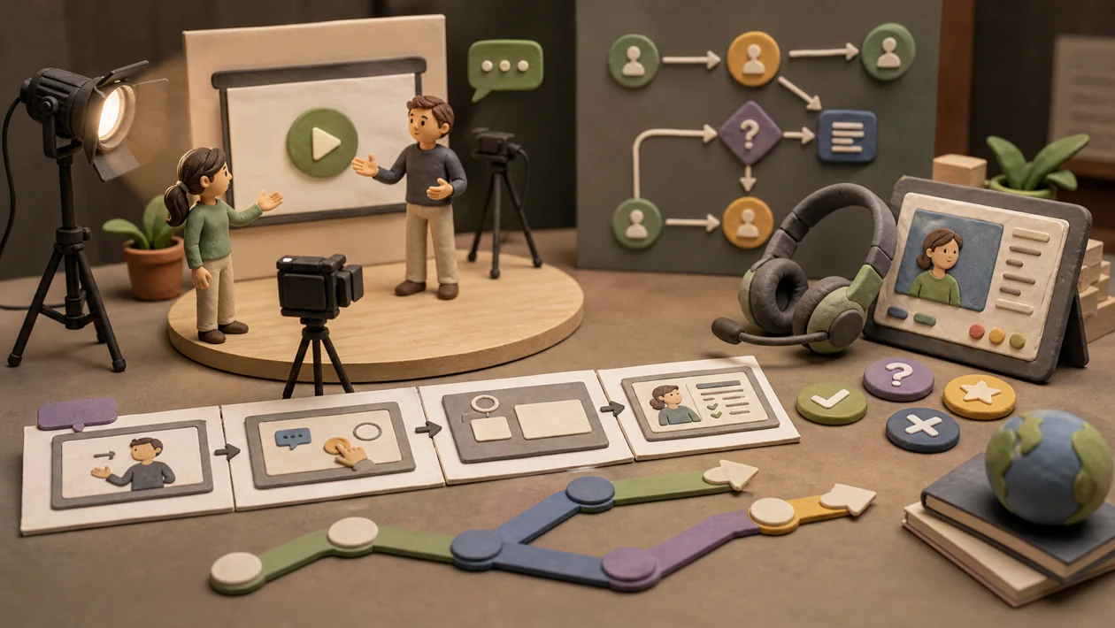 Illustration zu Adobe Captivate: Trainingsbuehne mit Simulationen, Quizmarken und verzweigten Lernpfaden