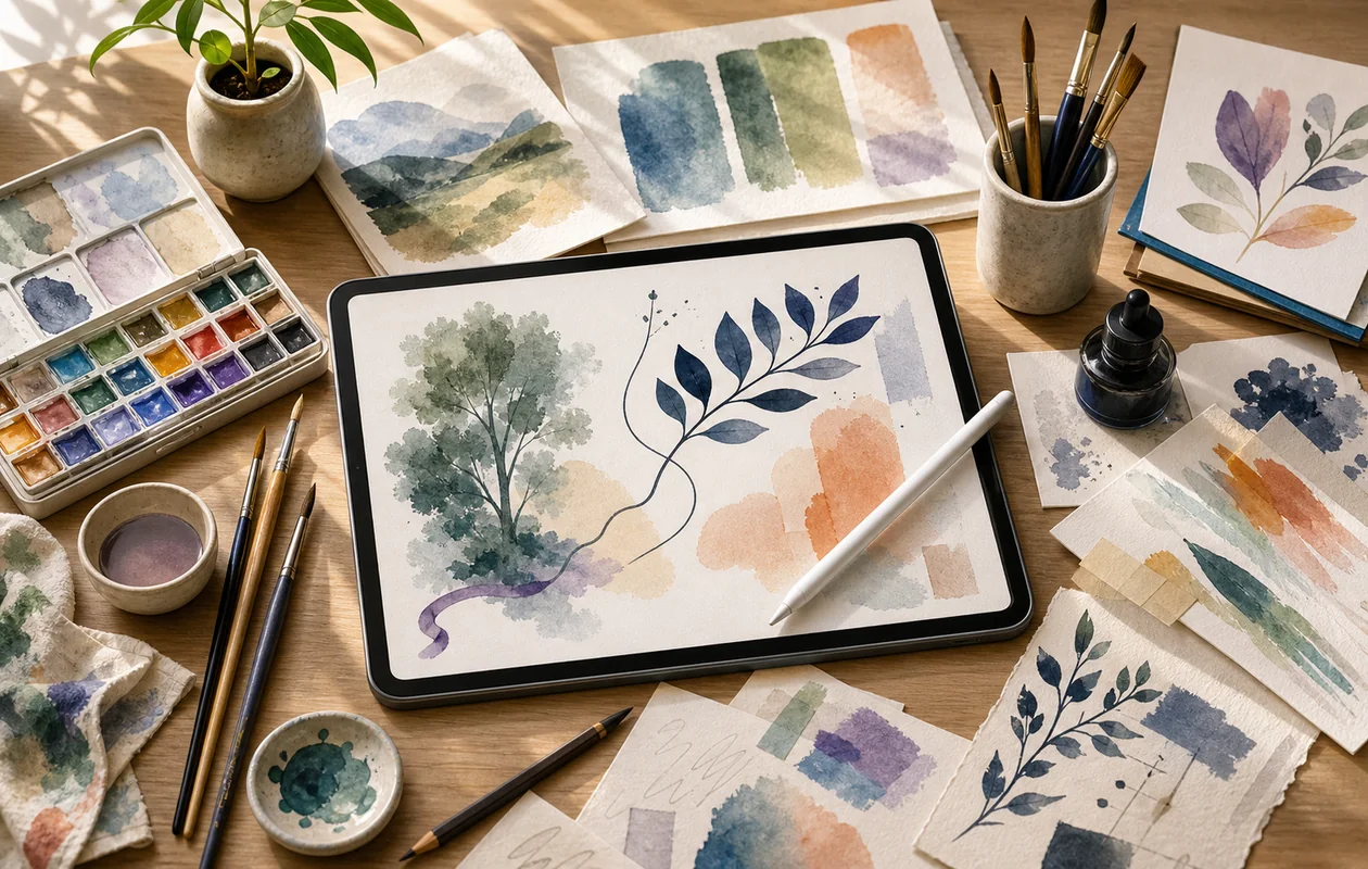 Illustration zu Adobe Fresco: digitale Malwerkzeuge verbinden Skizze, Farbe und Pinseltexturen