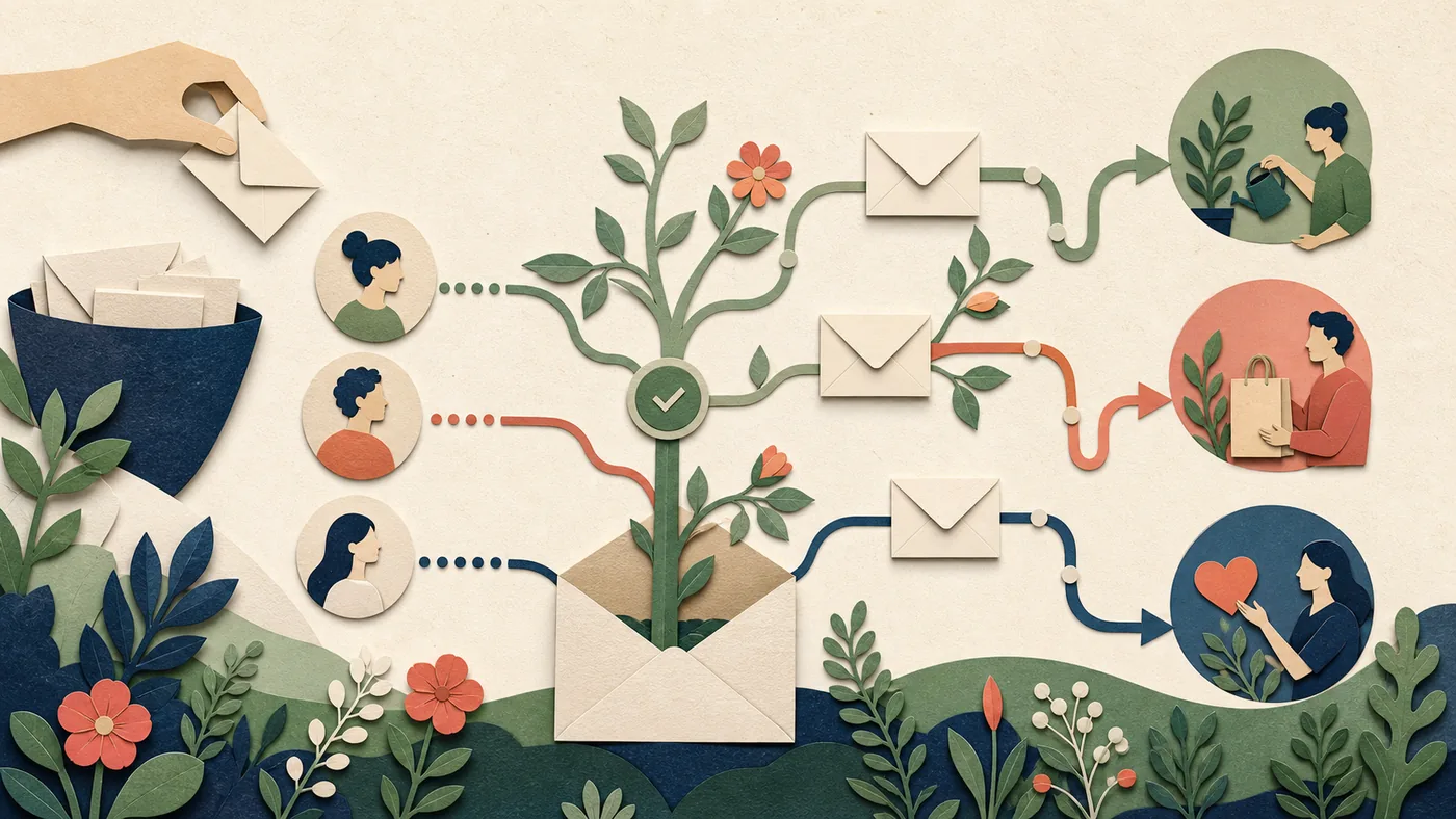 Illustration zu Aweber: Newsletter-Automation mit Umschlaegen, Segmenten und Kampagnenwegen