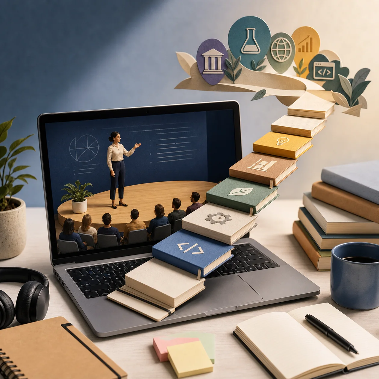 Illustration for Coursera: learning path of course materials, lecture stage, and notes