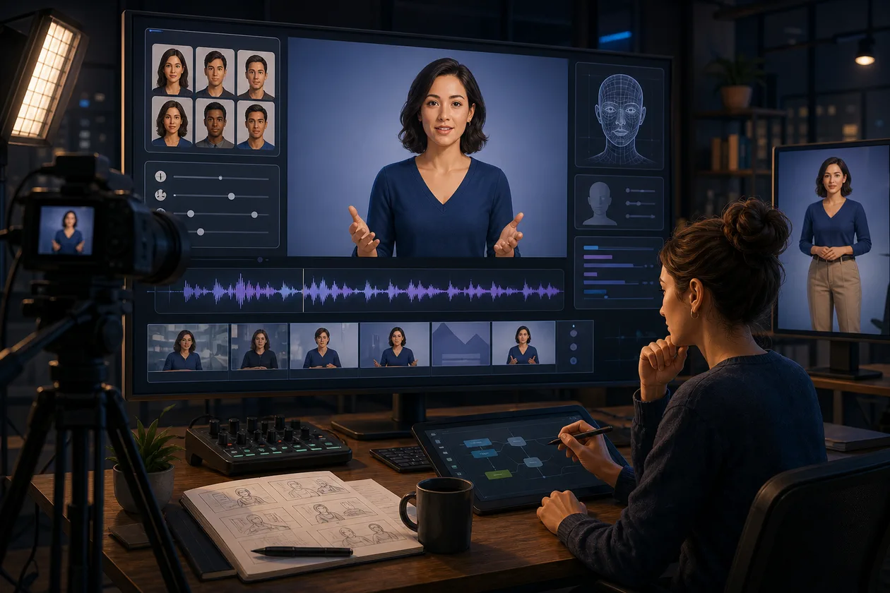Illustration zu D-ID: Videoteam erstellt generische Presenter mit Stimme und Storyboard