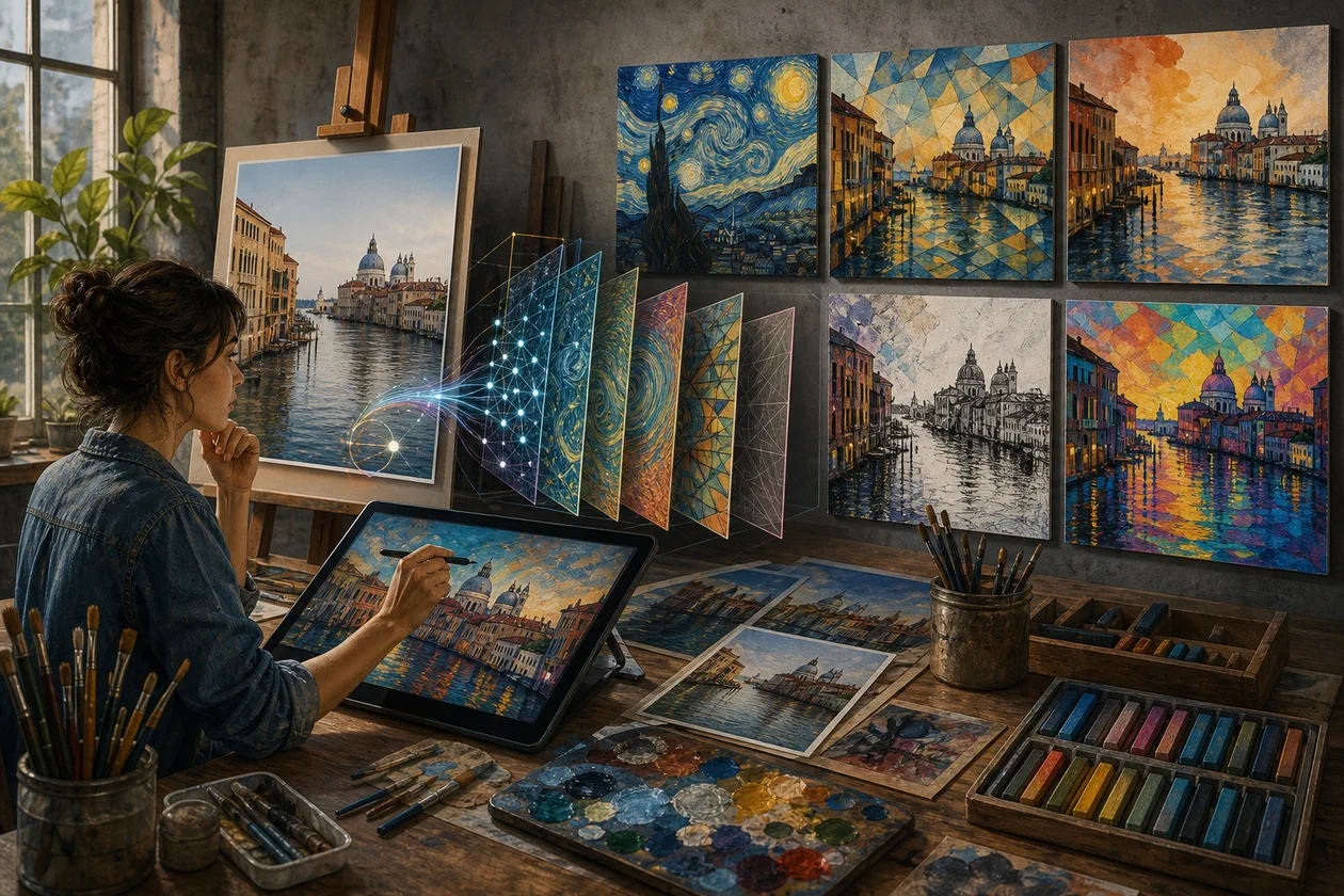 Illustration zu Deep Art Effects: Kuenstlerin verwandelt Fotos in geschichtete Kunststile