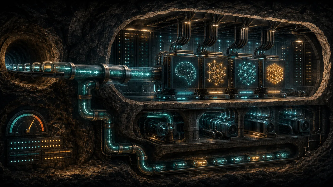 Illustration zu DeepInfra: KI-Infrastruktur als unterirdisches Modell- und API-System