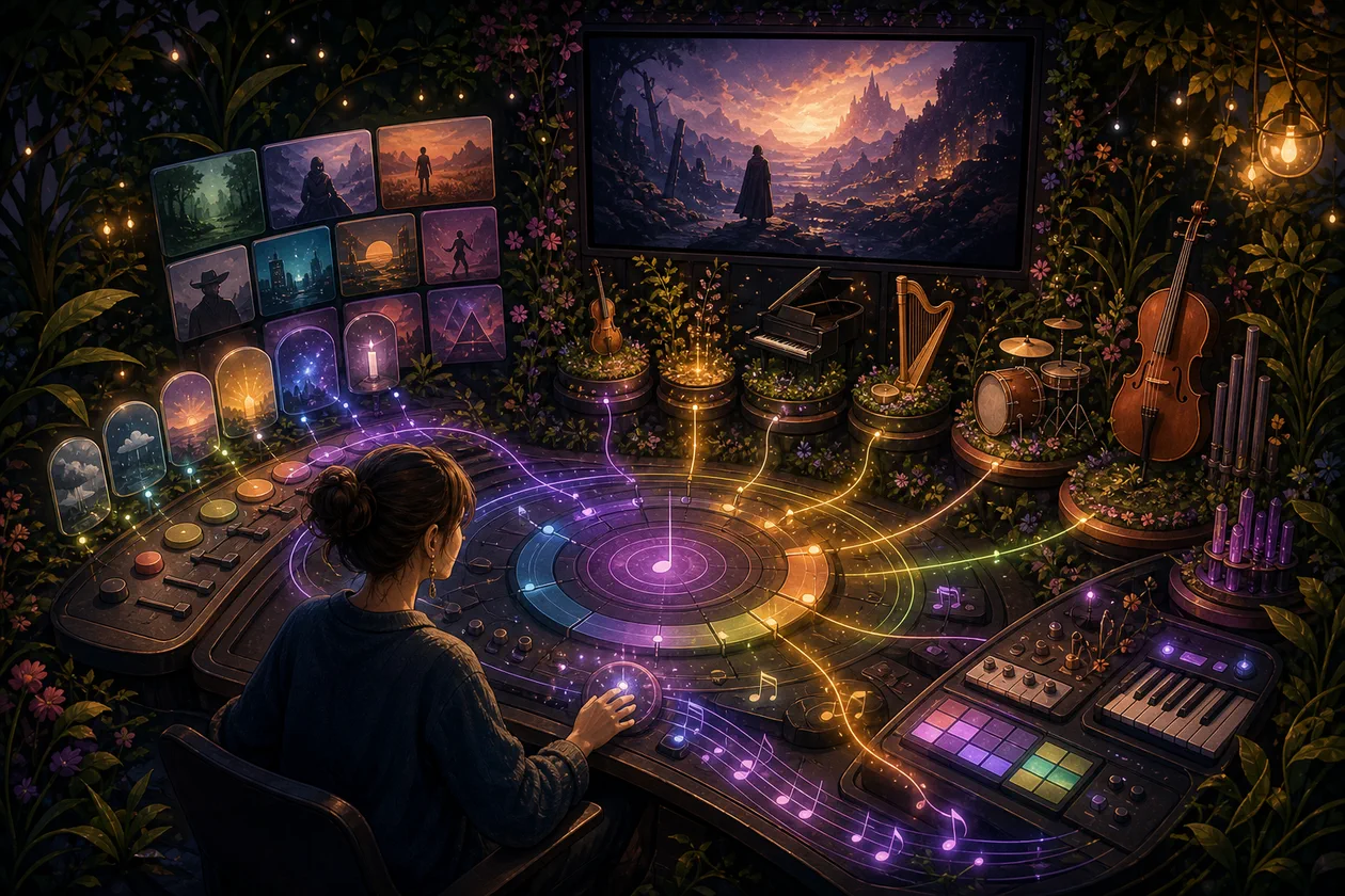 Illustration zu Ecrett Music: Creator erzeugt Soundtracks aus Stimmungen, Genres und Melodiepfaden