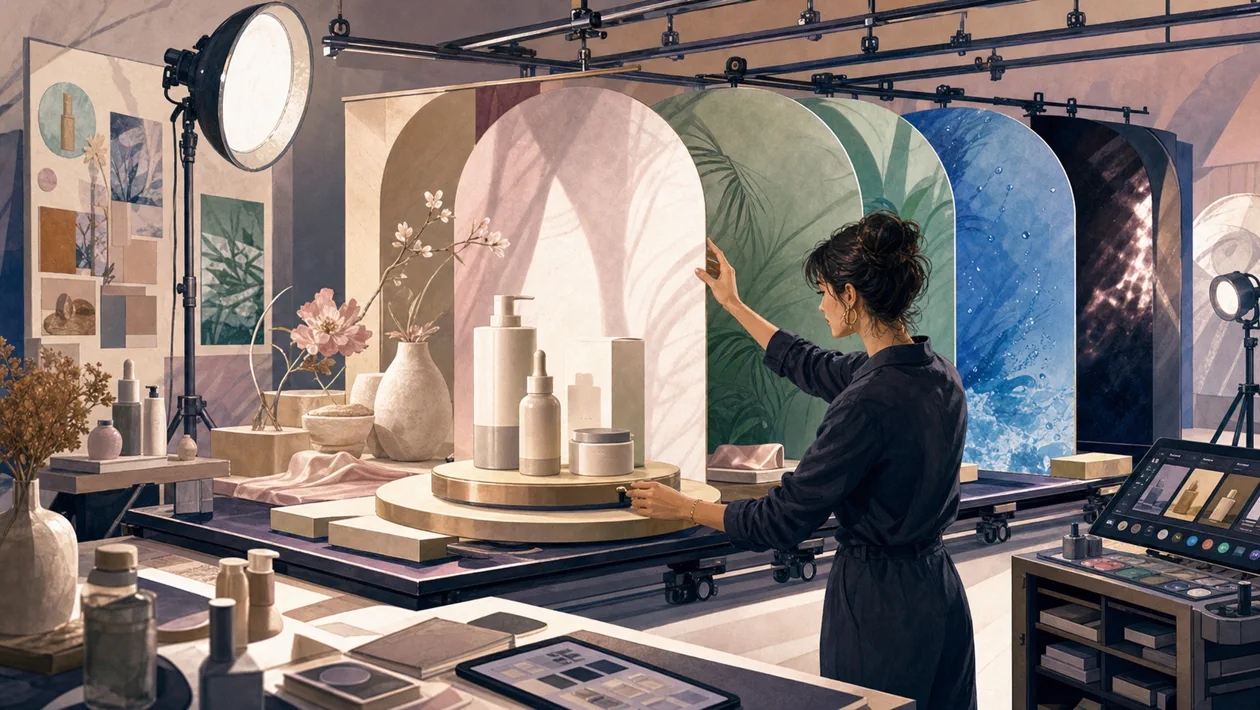 Illustration zu Flair: Produktstudio baut Kampagnenmotive mit Licht, Props und Hintergruenden