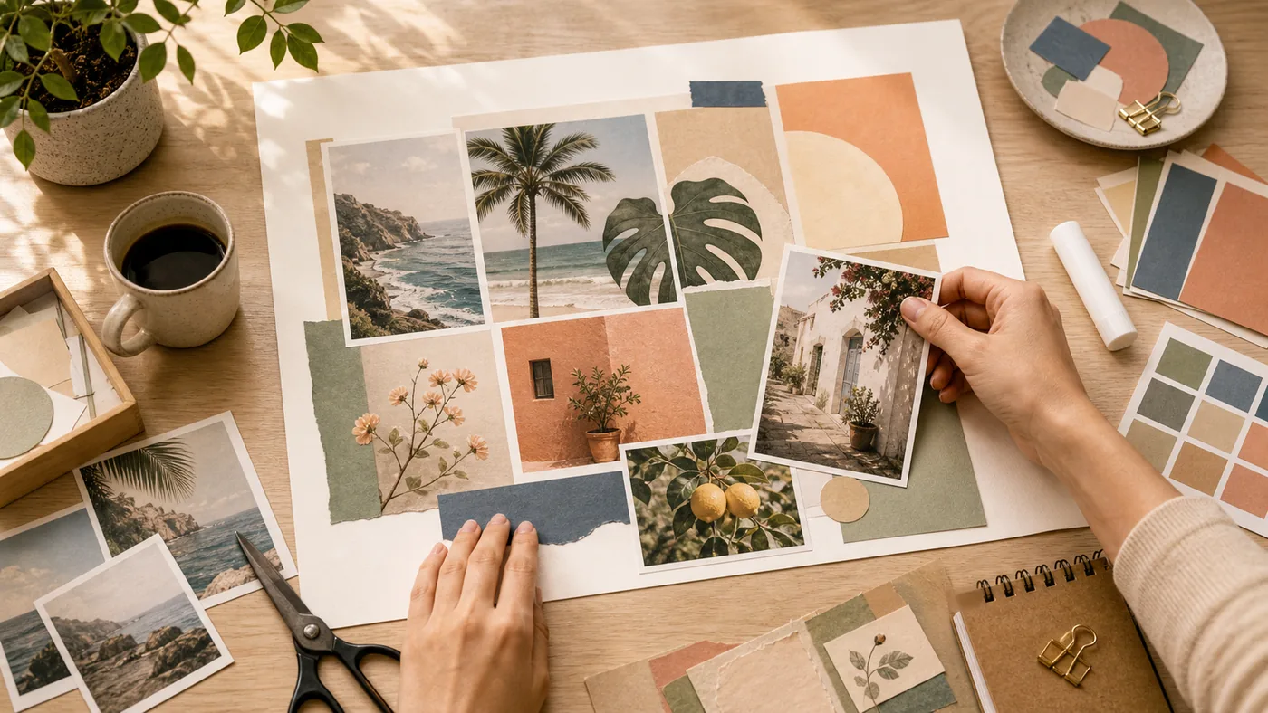 Illustration zu FotoJet: Collage- und Designwerkstatt mit Fotos und Farbkarten