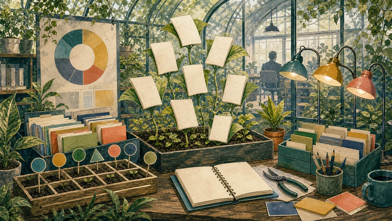 Illustration zu Frase: Recherche-Gewaechshaus fuer Content-Briefings und Suchintentionen