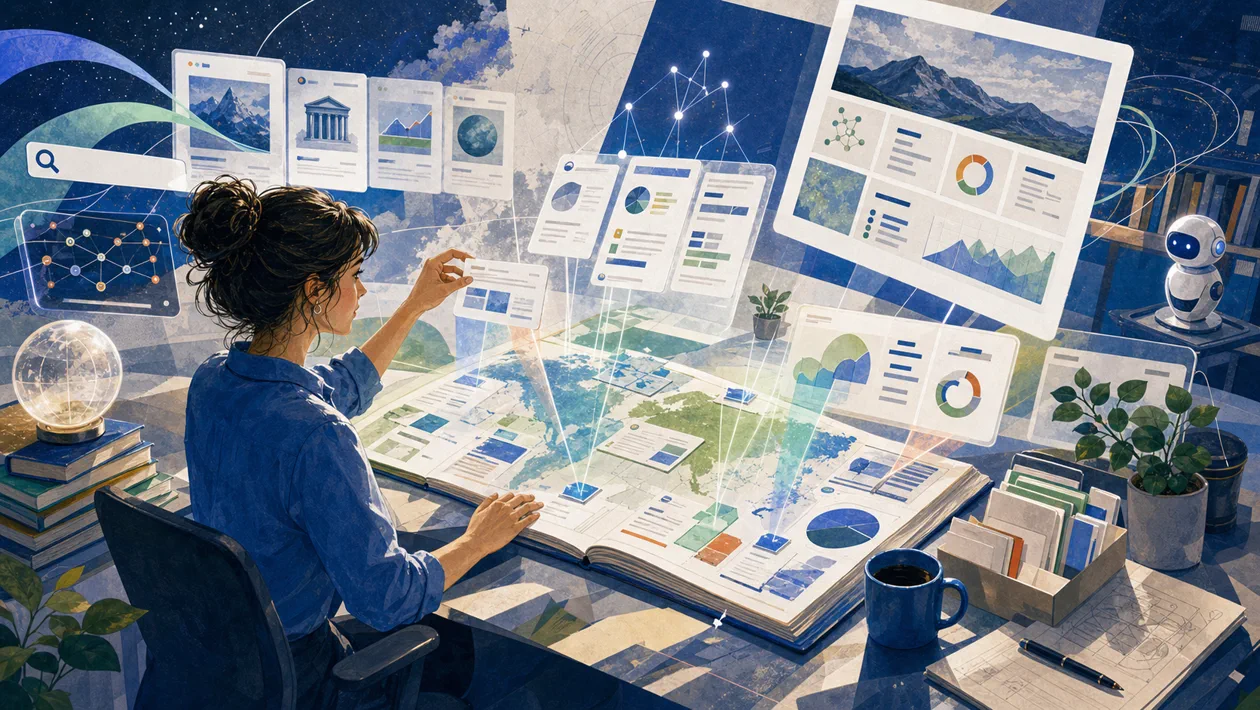 Illustration zu Genspark: Rechercheatlas sammelt Quellen, Antworten und Vergleichskarten