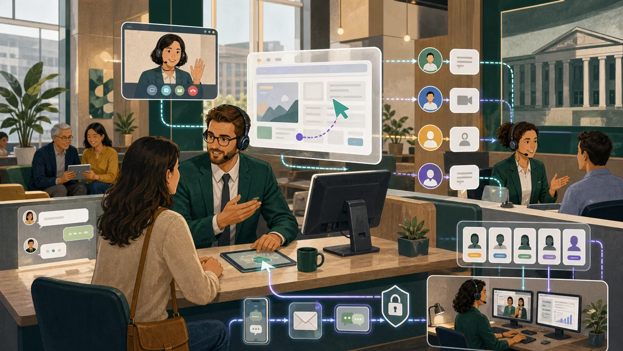Illustration zu Glia: Service-Desk verbindet Kundenberatung, Co-Browsing und sichere Kanaele