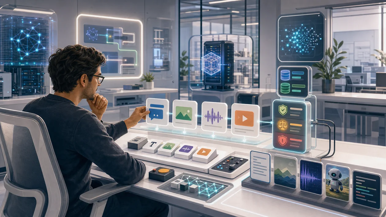 Illustration zu Google AI Studio: KI-Prototyping-Labor mit Prompts, Modellen und Sicherheitspruefung