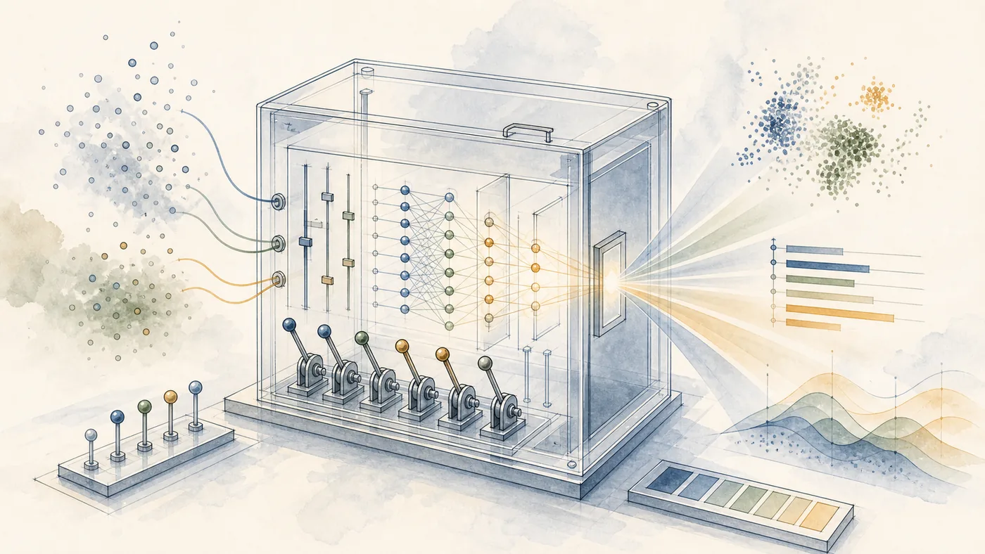 Illustration zu InterpretML: ein transparentes Modell zeigt Feature-Hebel und erkl?rbare Vorhersagen