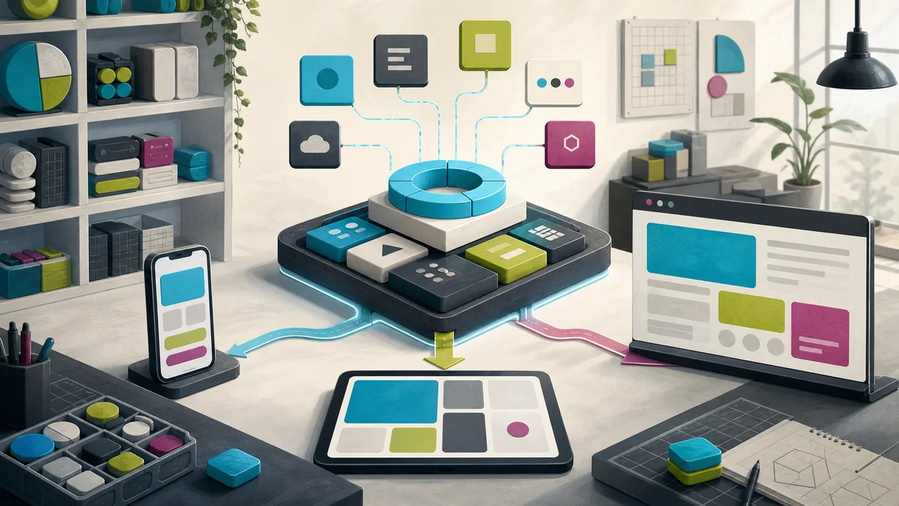 Illustration for Ionic Framework: cross-platform app forms from components, screens, and test devices