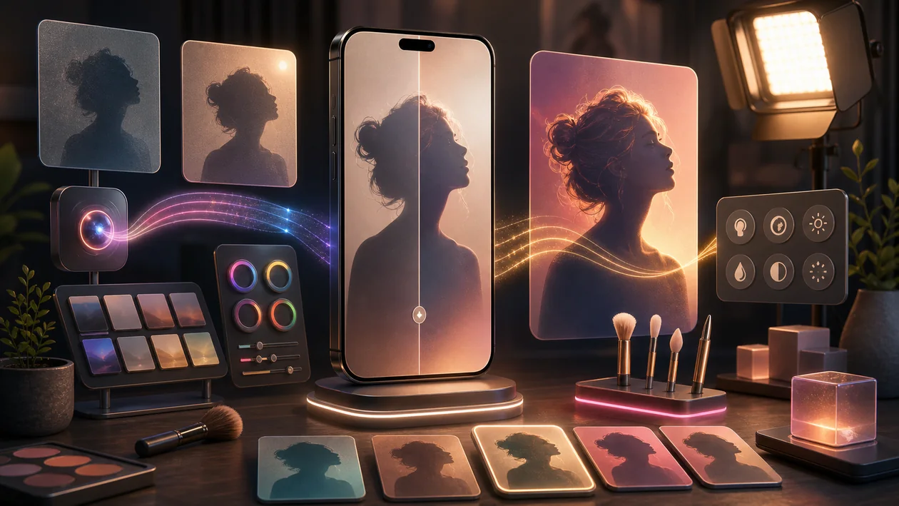 Illustration zu Lensa: mobile Fotobearbeitung verbessert Portraitkarten, Licht und Farbe