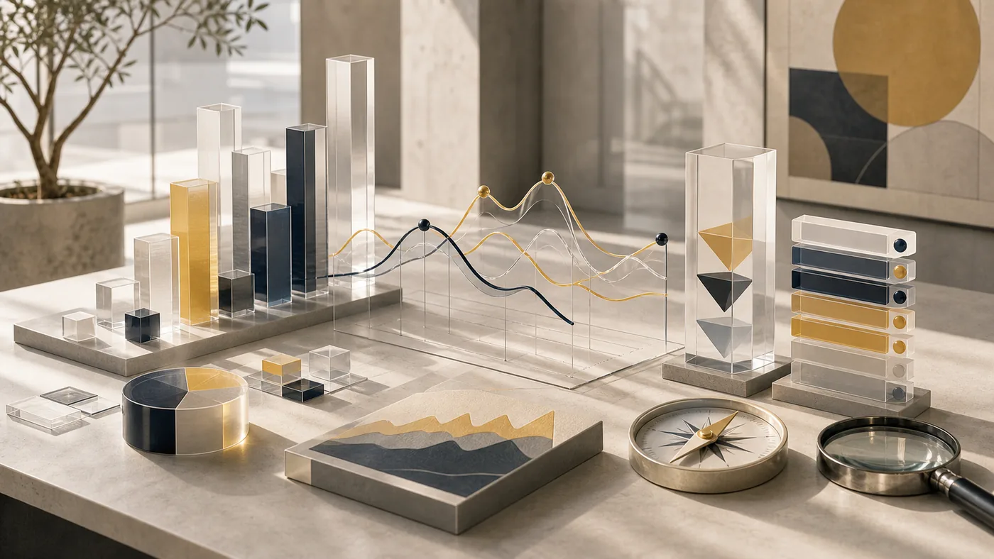 Illustration zu Power BI: Datenskulpturen, Diagramme und Entscheidungskompass