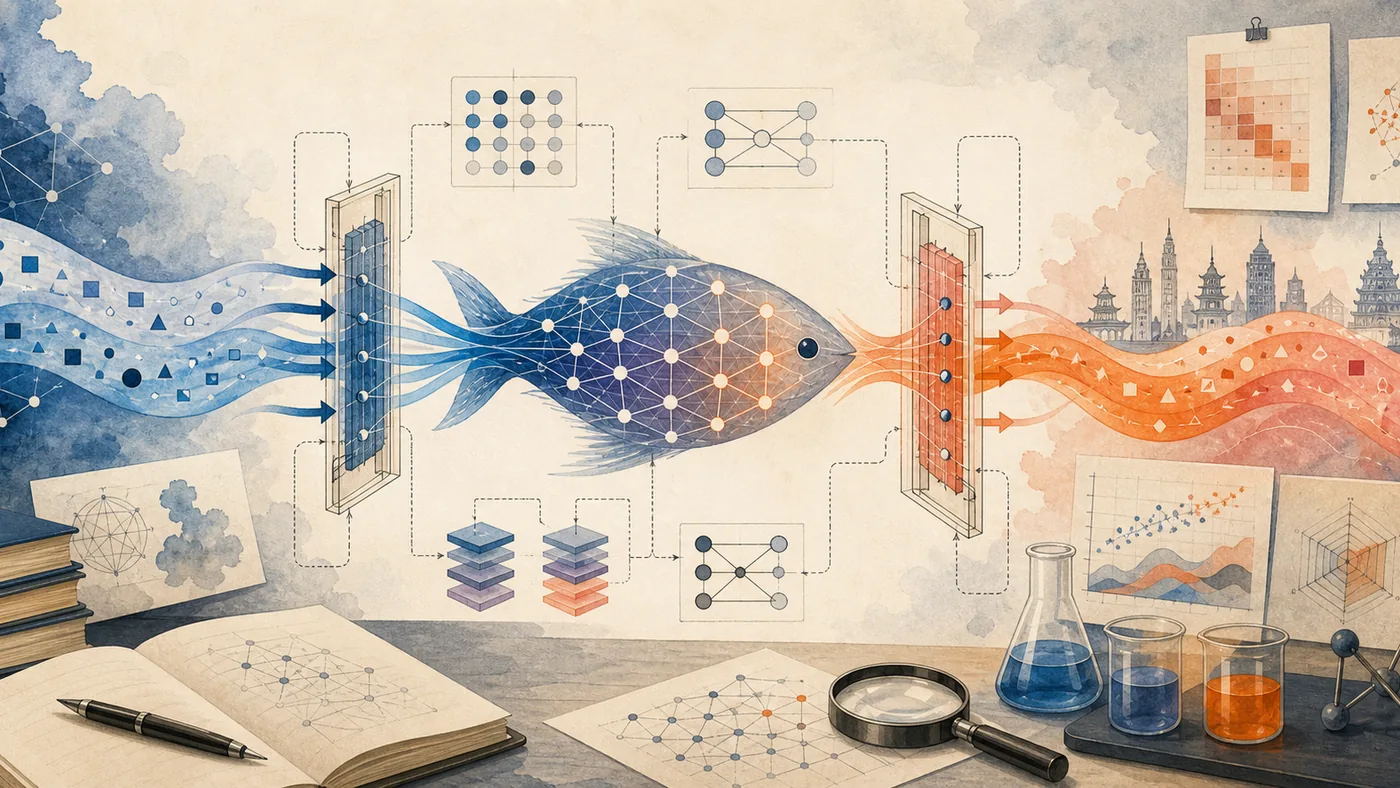 Illustration zu Sockeye: Sprachstr?me laufen durch ein neuronales ?bersetzungsmodell