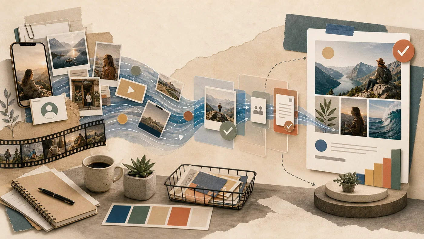 Illustration zu StoryStream: Content-Strom aus Bildern, Kampagnenmomenten und Freigaben