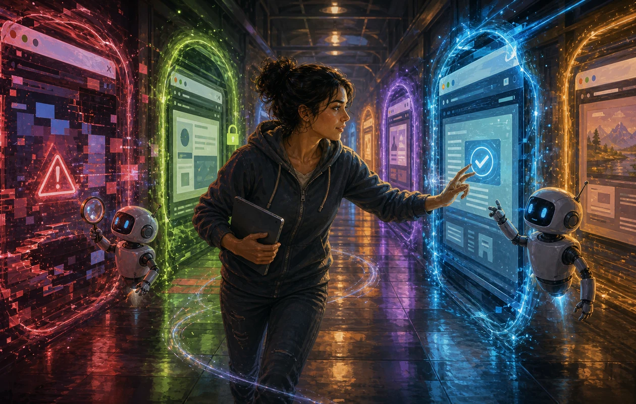 Illustration for testcafe: browser portals in the QA corridor