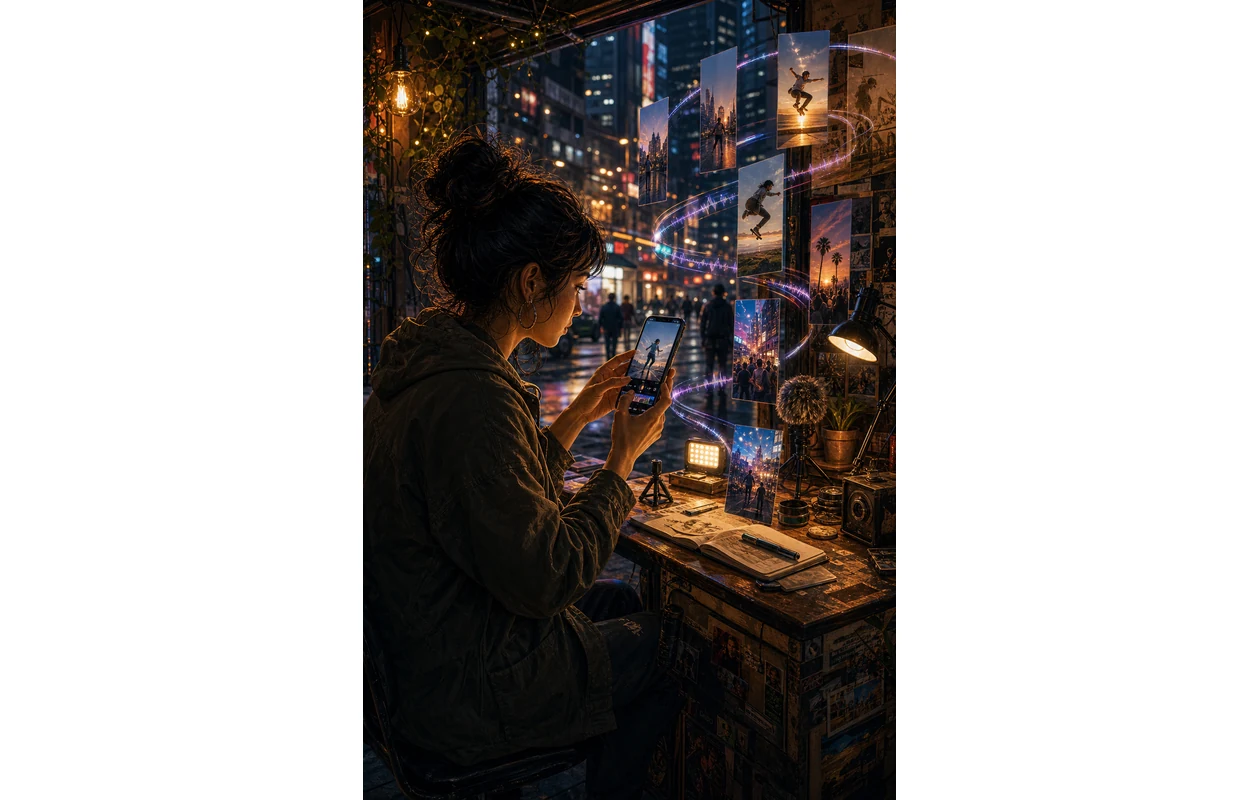 Illustration for vn-video-editor: Creator editing a mobile video story