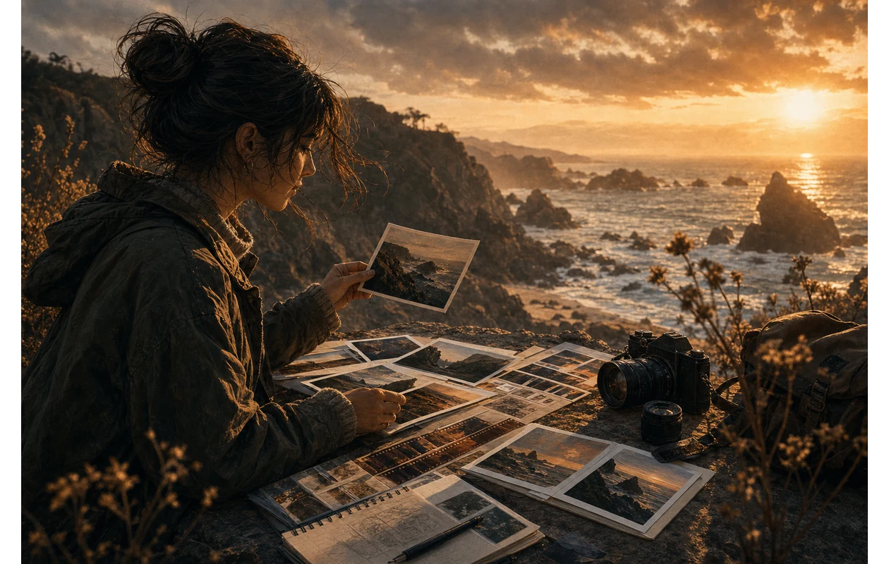 Illustration for vsco: Photographer crafting a visual aesthetic