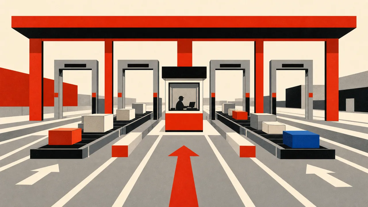 a strict graphic checkpoint with controlled flows