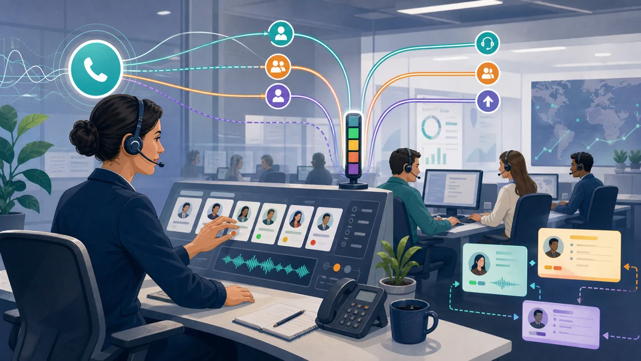 Illustration zu Freshcaller: Support-Leitung routet Anrufwellen und Eskalationen