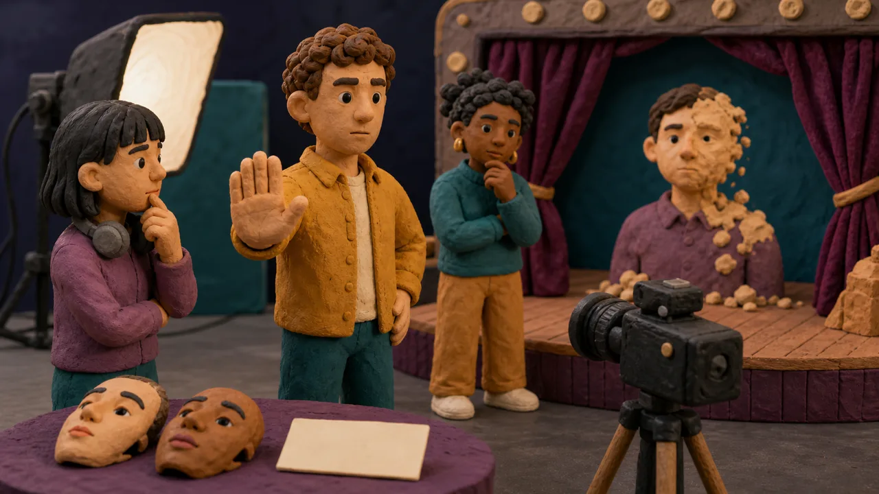 Film crew assembling a short story together for a projection