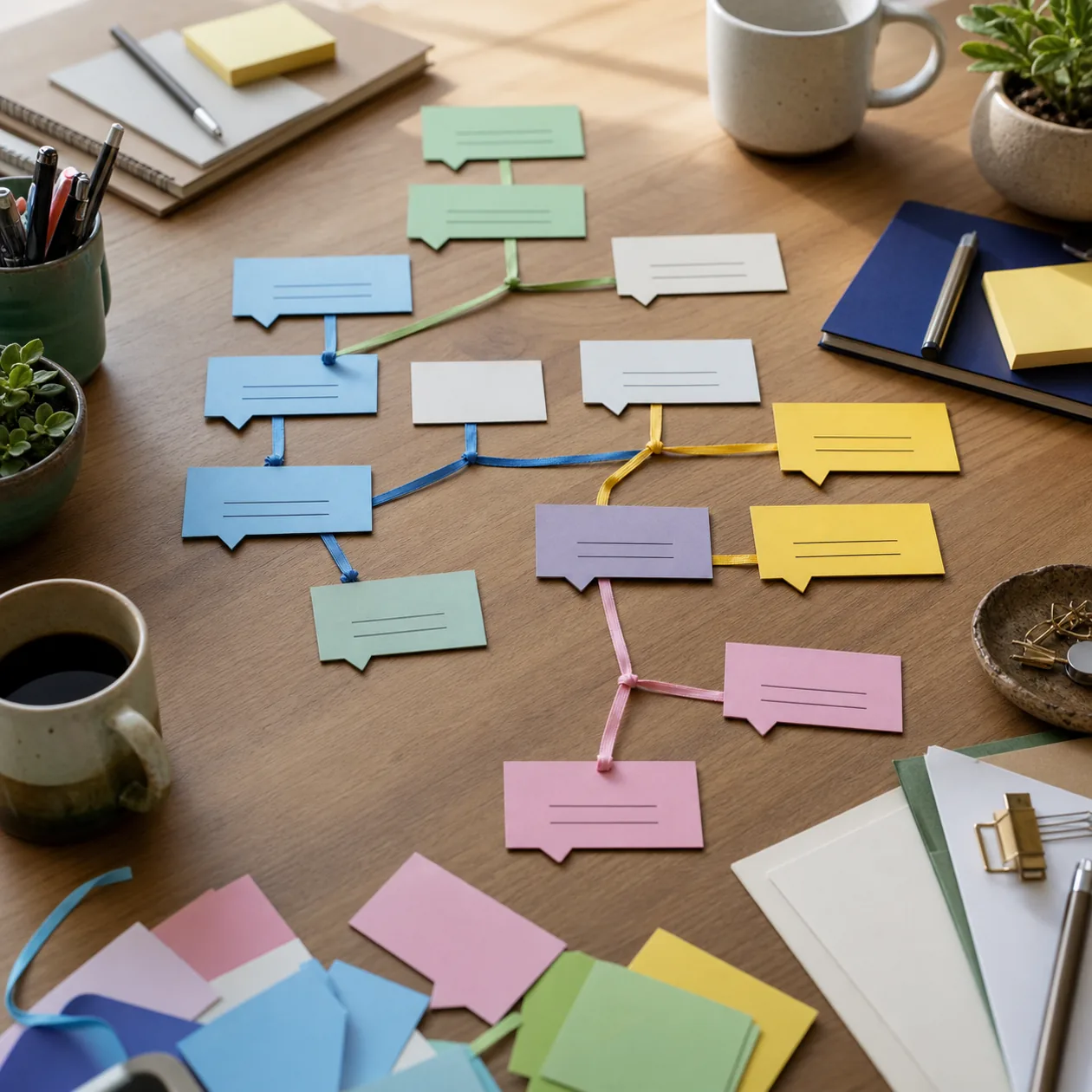 Redaktionelle Illustration zu Google Chat: Arbeitsprozess und Entscheidungskontext des Tools