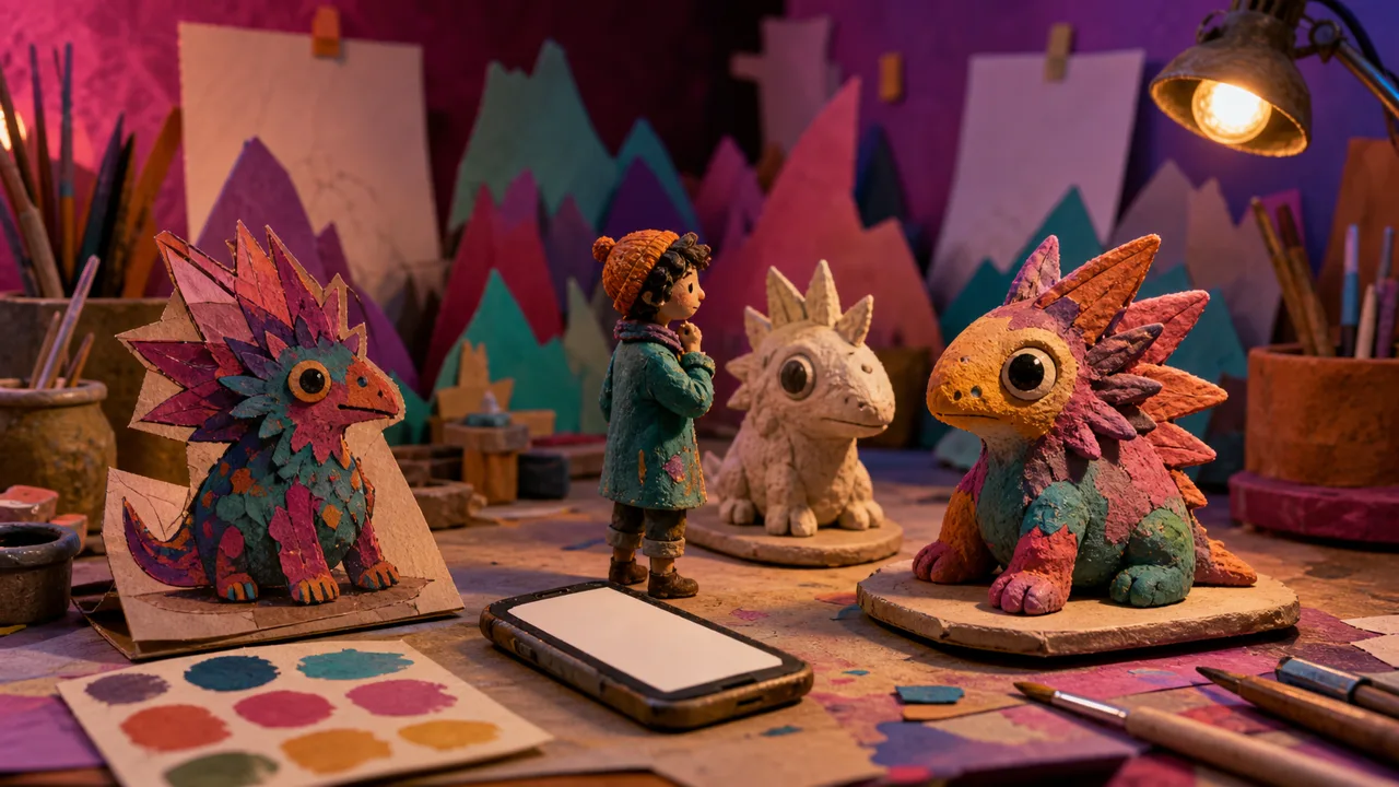 Artist selects one character from several image ideas
