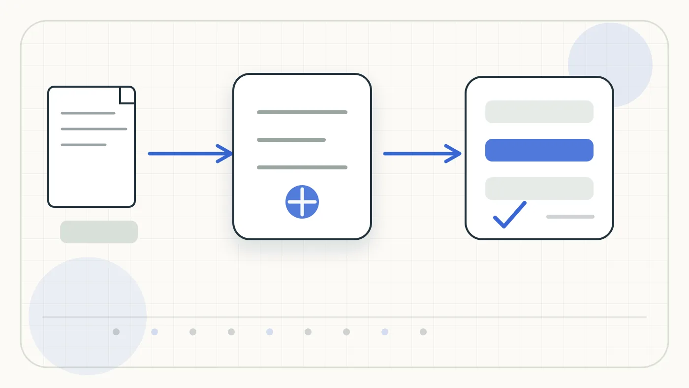 Illustration zu Mindee: technische Prozessgrafik für Dokumenteingang, OCR, Validierung und Export