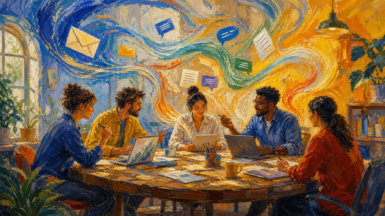 Editorial illustration for Zoho Workplace: shared workspace for teams