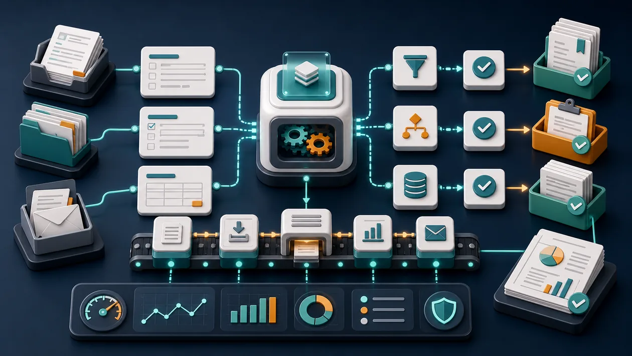 Illustration zu Nintex RPA: Dokumente, Formulare und Freigaben laufen durch automatisierte Bot-Pfade