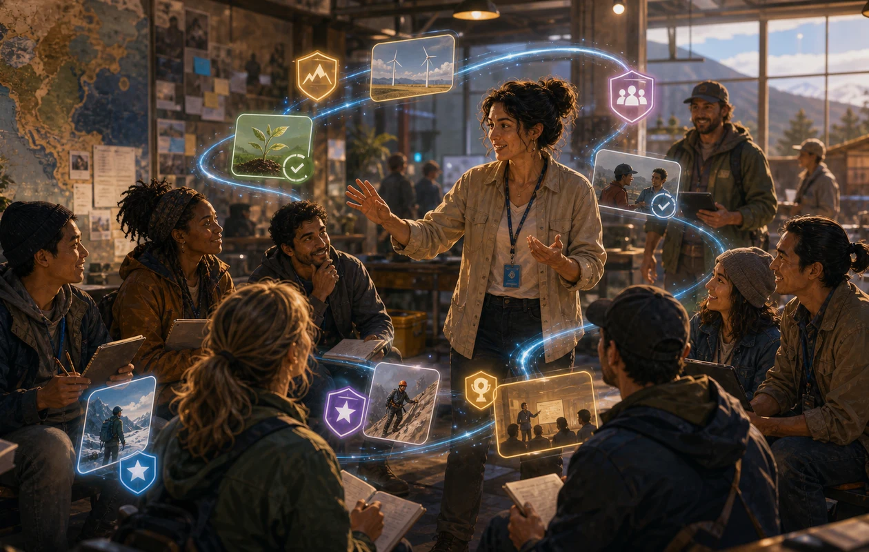 Illustration zu TalentLMS: mobiles Training für eine Lerngruppe