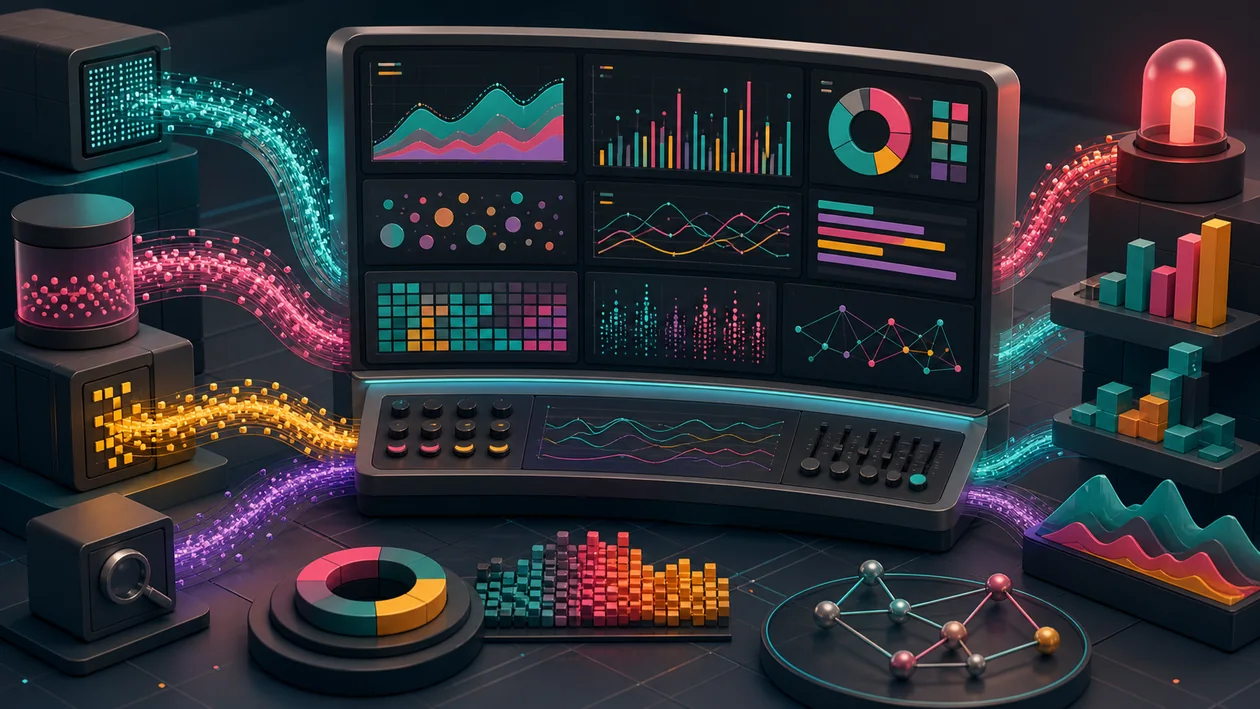 Illustration zu Kibana: Observability-Raum visualisiert Logs, Metriken und Suchsignale