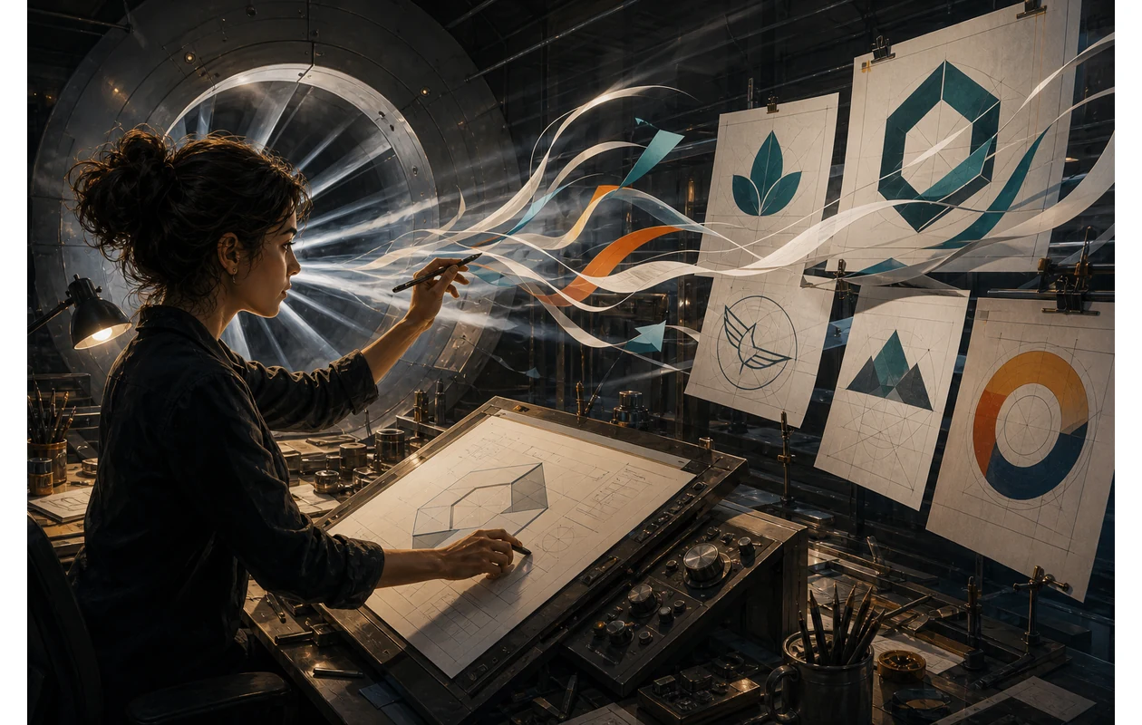 Illustration zu vanceai-image-enlarger: Conservator enlarging a small image into a large sharp scene