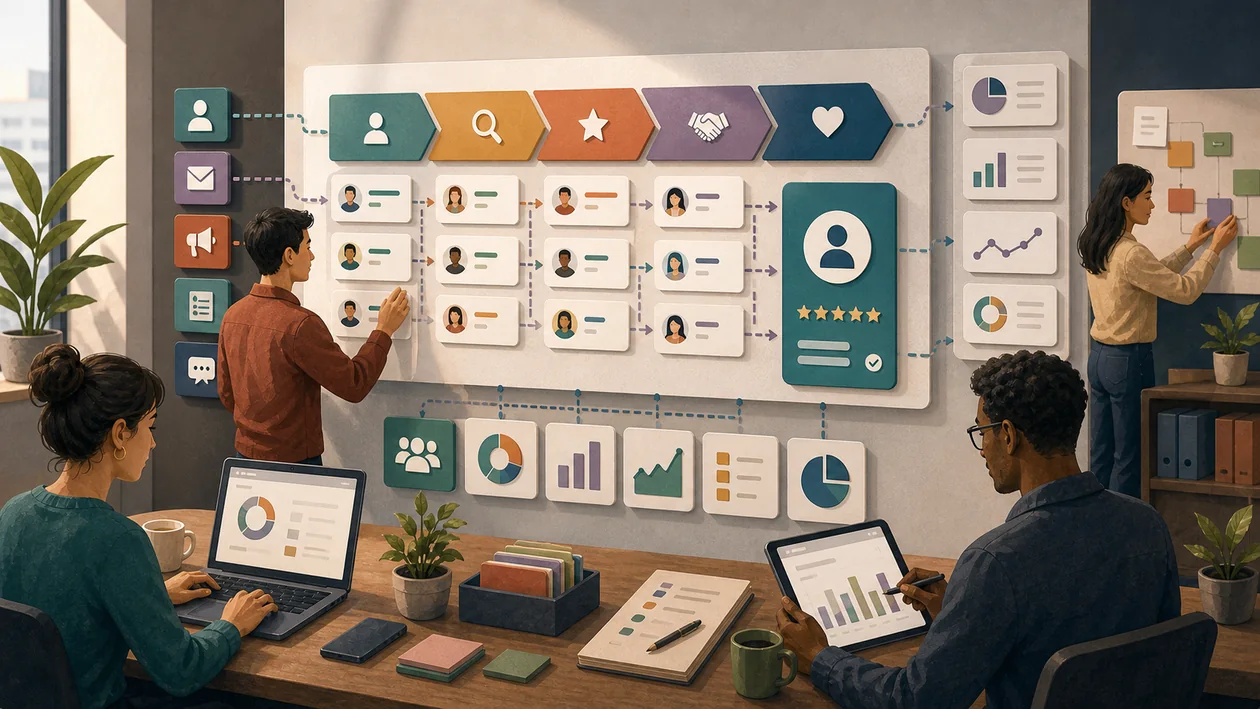 CRM-Arbeitsplatz mit Kontaktprofil, Deal-Pipeline und dokumentierter Nachfassaufgabe