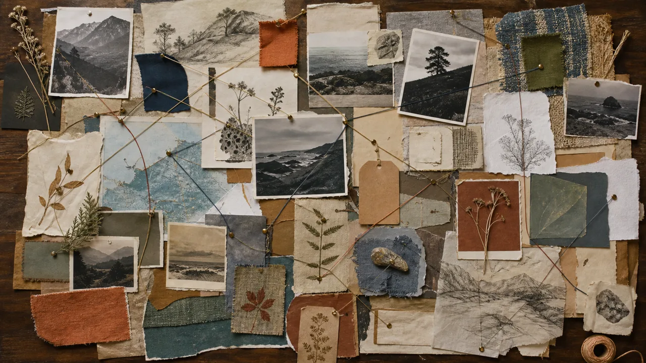a research archive of photographs, materials, and connecting threads