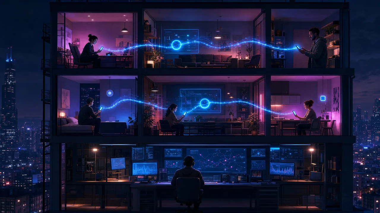 A team watches connected realtime data flows in a control room