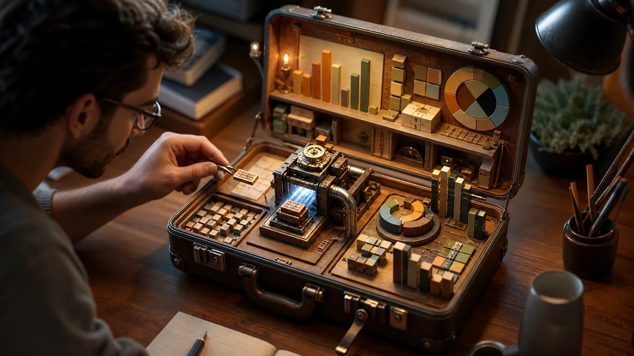 A data analyst works in a compact local data laboratory
