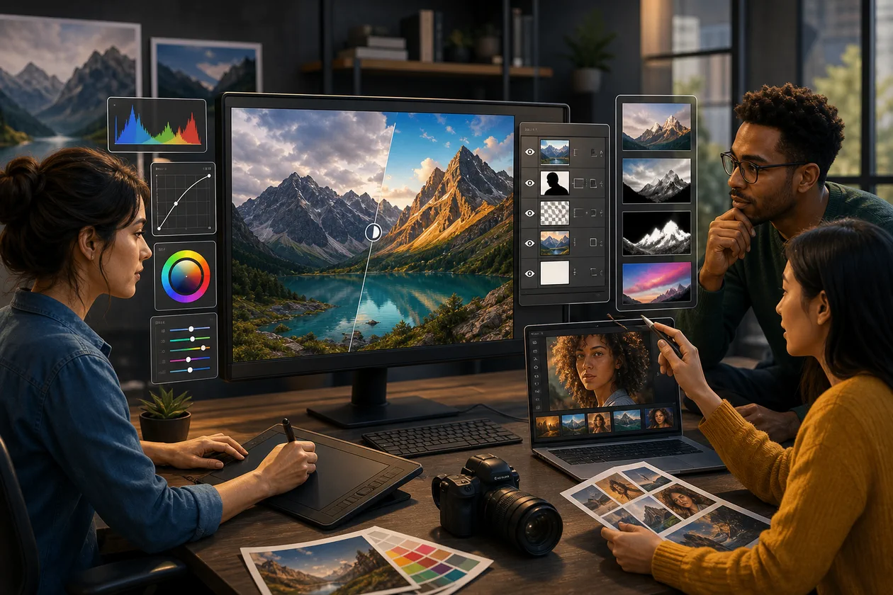 Illustration zu Corel PaintShop Pro: Fototeam bearbeitet Farben, Ebenen und Auswahlmasken