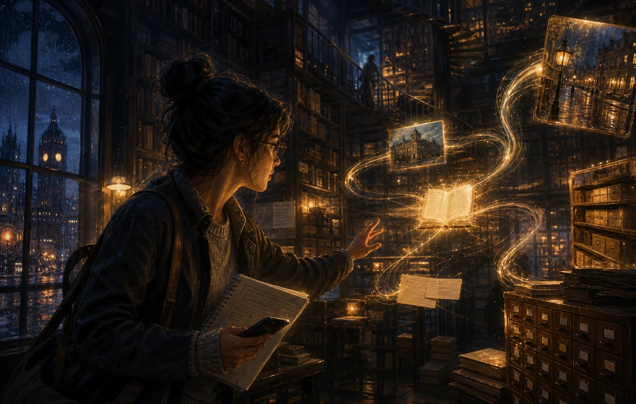 Illustration for swiftype: night library search trails