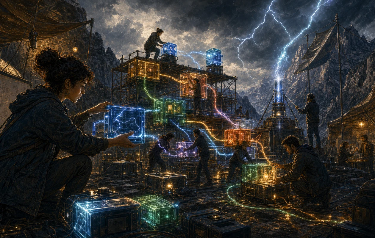 Developer reviewing a browser-based Node.js workspace with terminal, preview, and repository