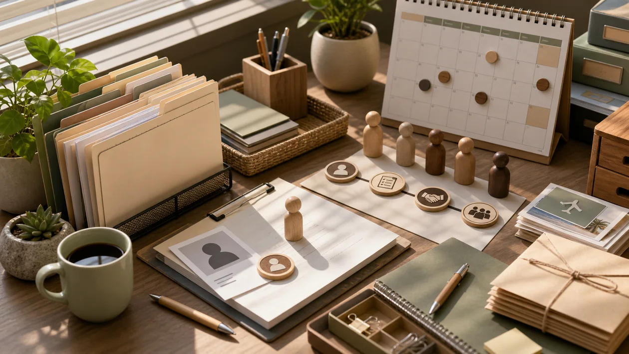 HR workspace with employee profiles, onboarding checklists, and green plants