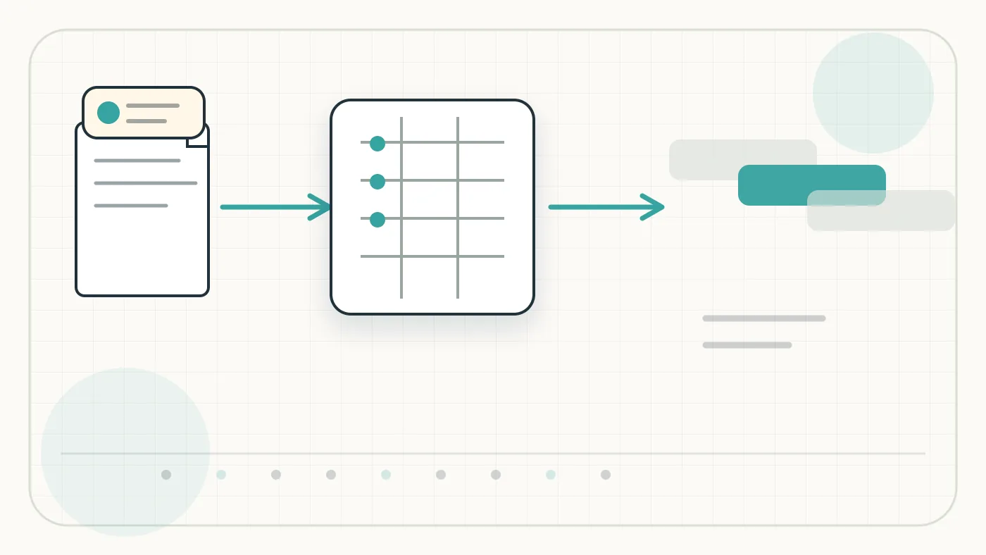 Illustration zu Parseur: technische Prozessgrafik für Dokumenteingang, OCR, Validierung und Export